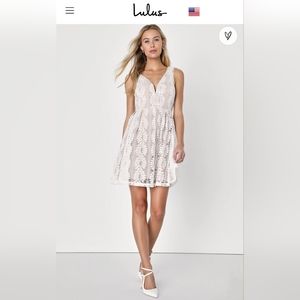 All of My Heart White Lace Skater Dress